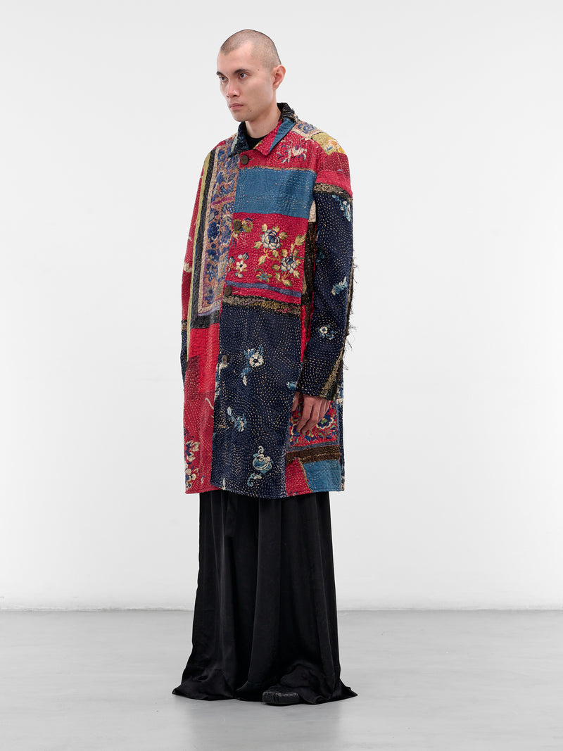Patchwork Quilted Graphic Duster Coat (270015M-19TH-C-MULTI)