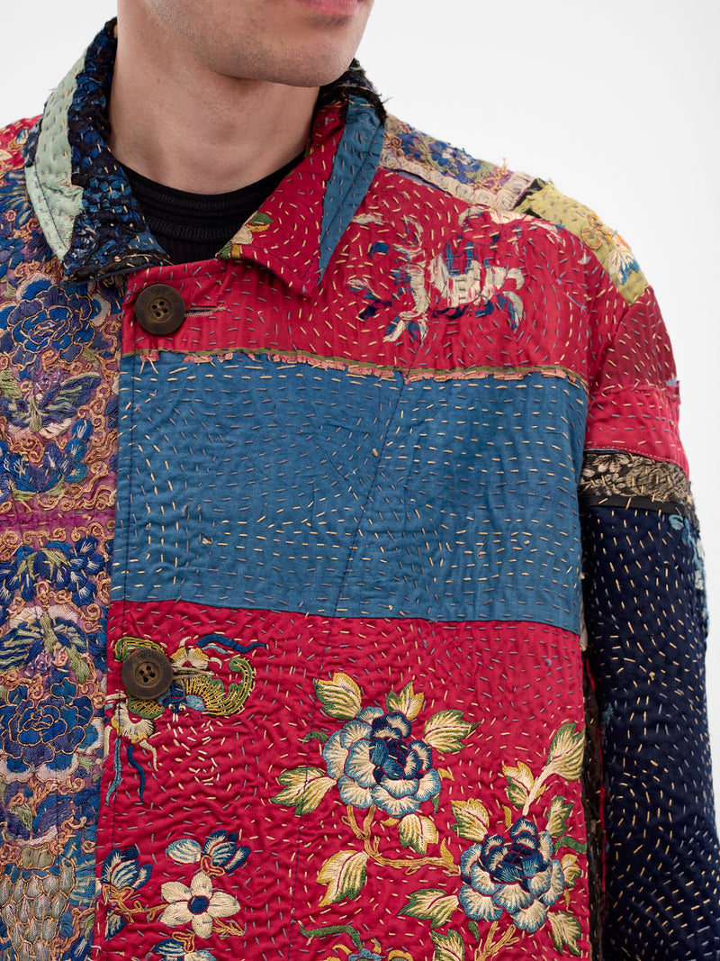 Patchwork Quilted Graphic Duster Coat (270015M-19TH-C-MULTI)