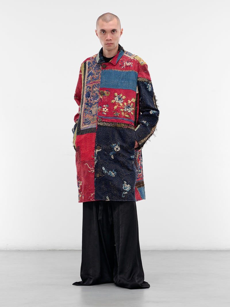 Patchwork Quilted Graphic Duster Coat (270015M-19TH-C-MULTI)