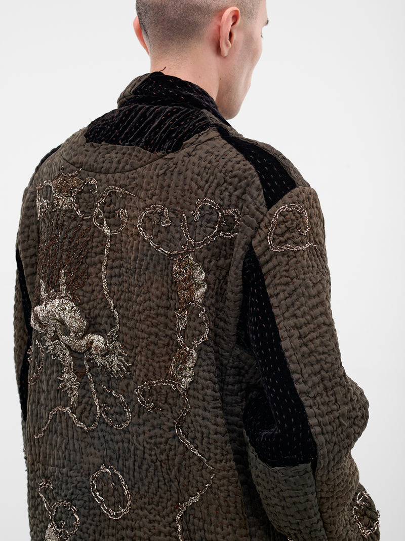 Brown Graphic Stitching Duster Coat (270143M-BROWN)