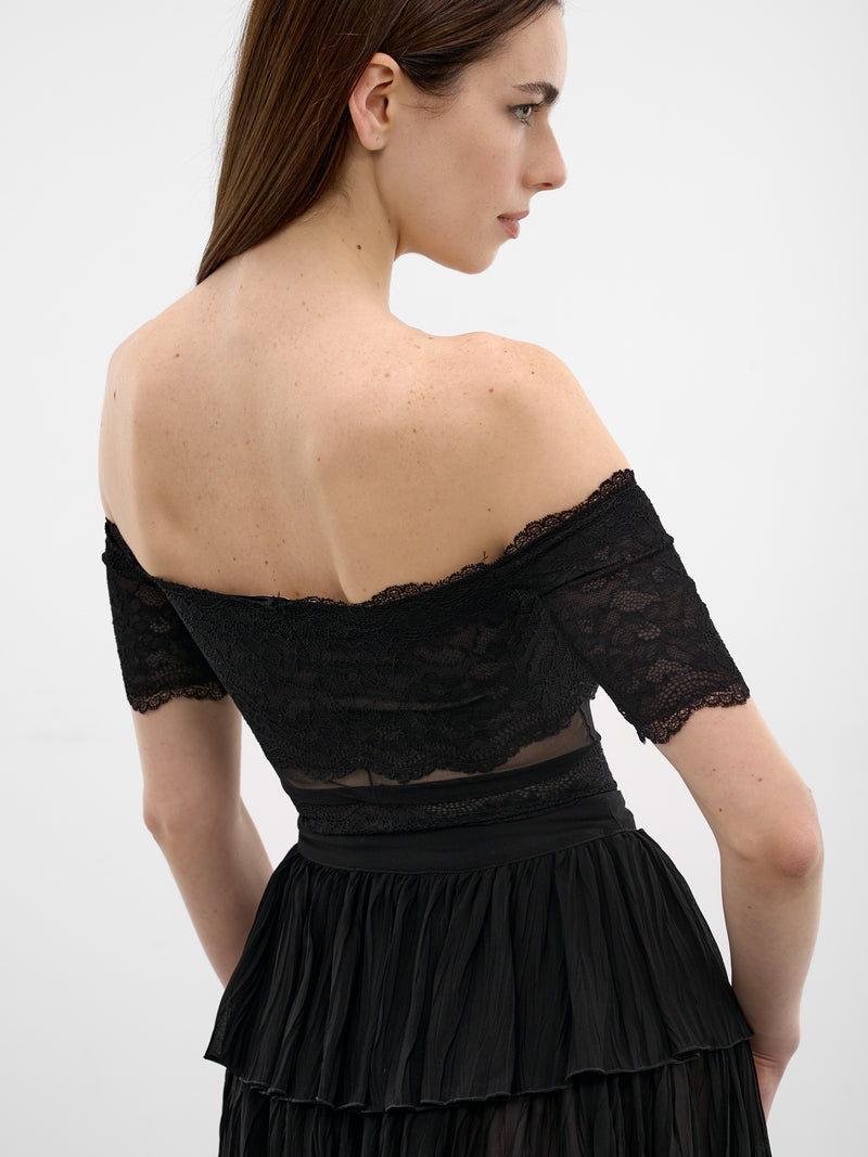Black Lace Off-Shoulder Top (2C451A-N0990-BLACK)