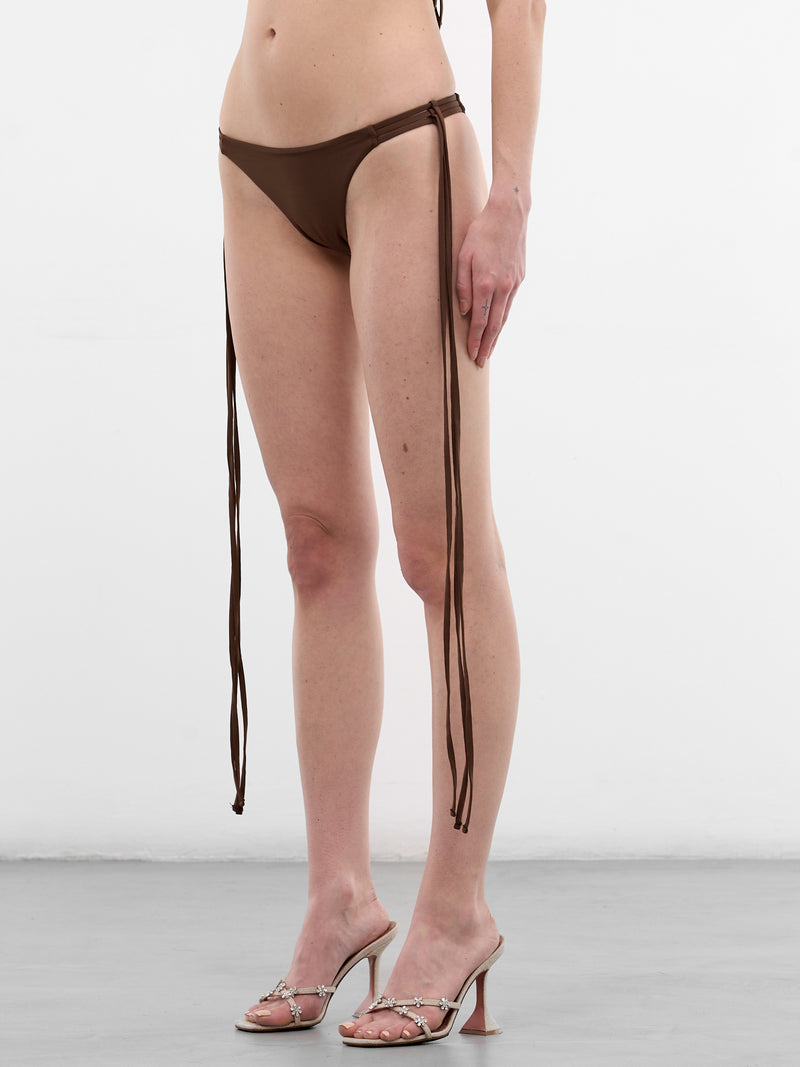 Brown Rhinestone Straps Bikini Bottom (2D024A-N0541-CHOCOLATE-BROWN)