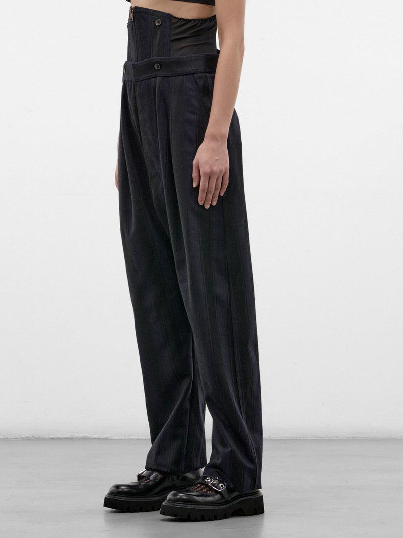 Navy Wool Pleated Wide Trousers (2F01002N-W01NH-MIDNIGHT-BLUE-B)