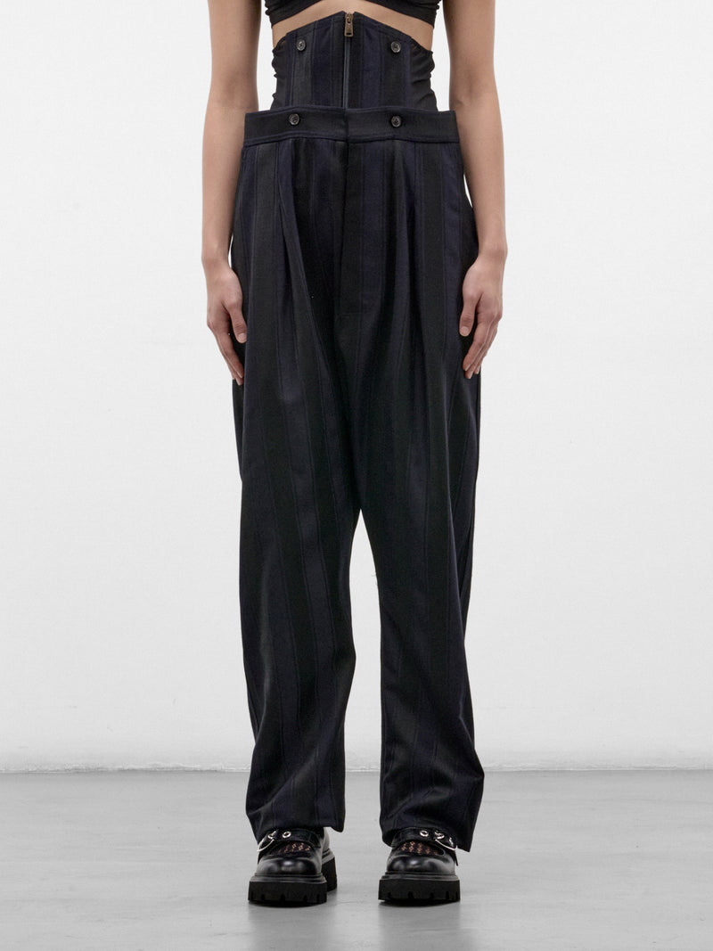 Navy Wool Pleated Wide Trousers (2F01002N-W01NH-MIDNIGHT-BLUE-B)