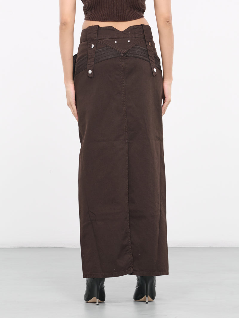 Denim Cargo Skirt (2J108A-D0541-CHOCOLATE)