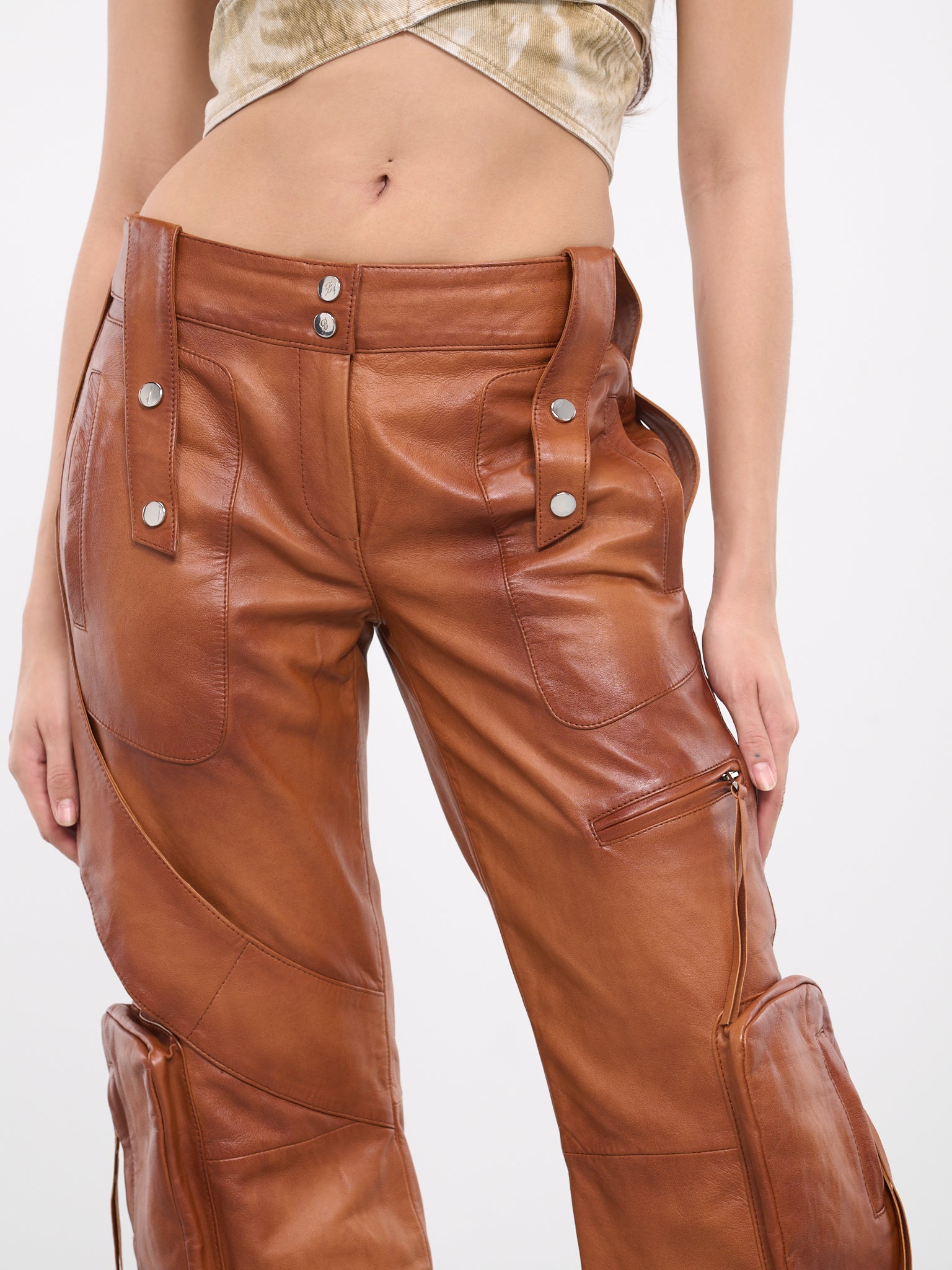 Leather Cargo Pants (2L047A-N0557-CAMOSCIO)