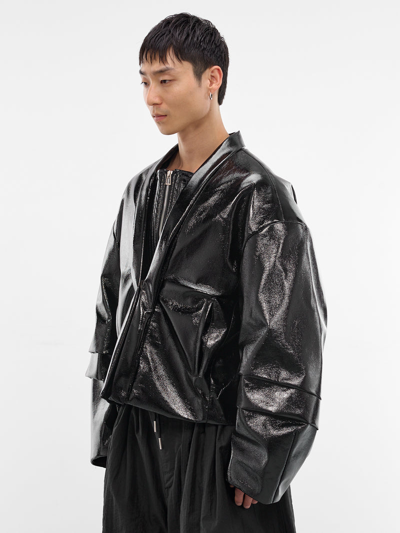 Black Glossy Cropped Hanbok Jacket (2 MI2JK720BK-BLACK)