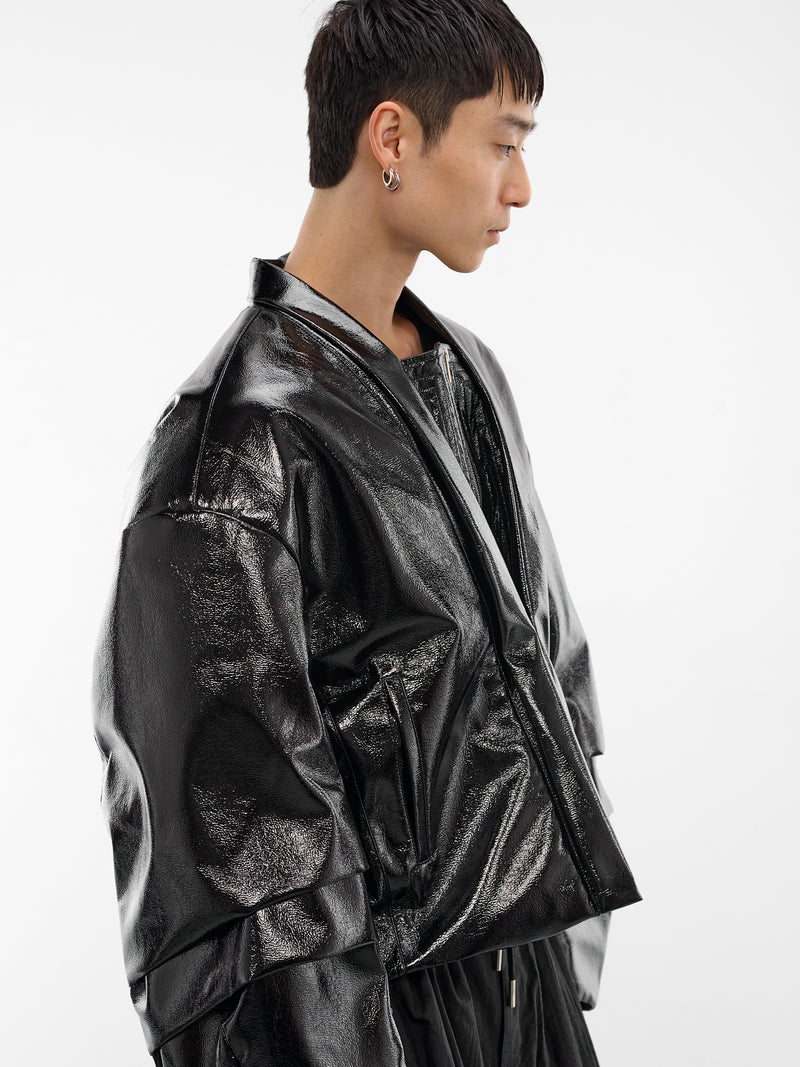 Black Glossy Cropped Hanbok Jacket (2 MI2JK720BK-BLACK)