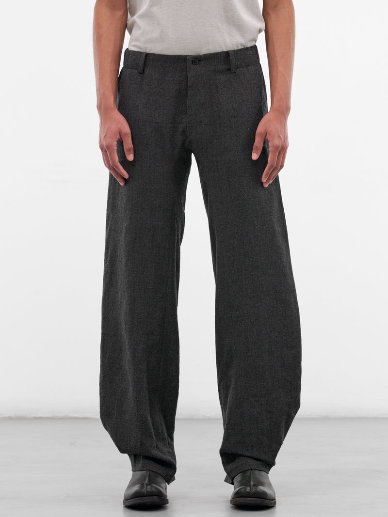 Wool 3-Pocket Buttoned Leg Trousers (3-POCKET-ELASTIC-WAIST-COAL)