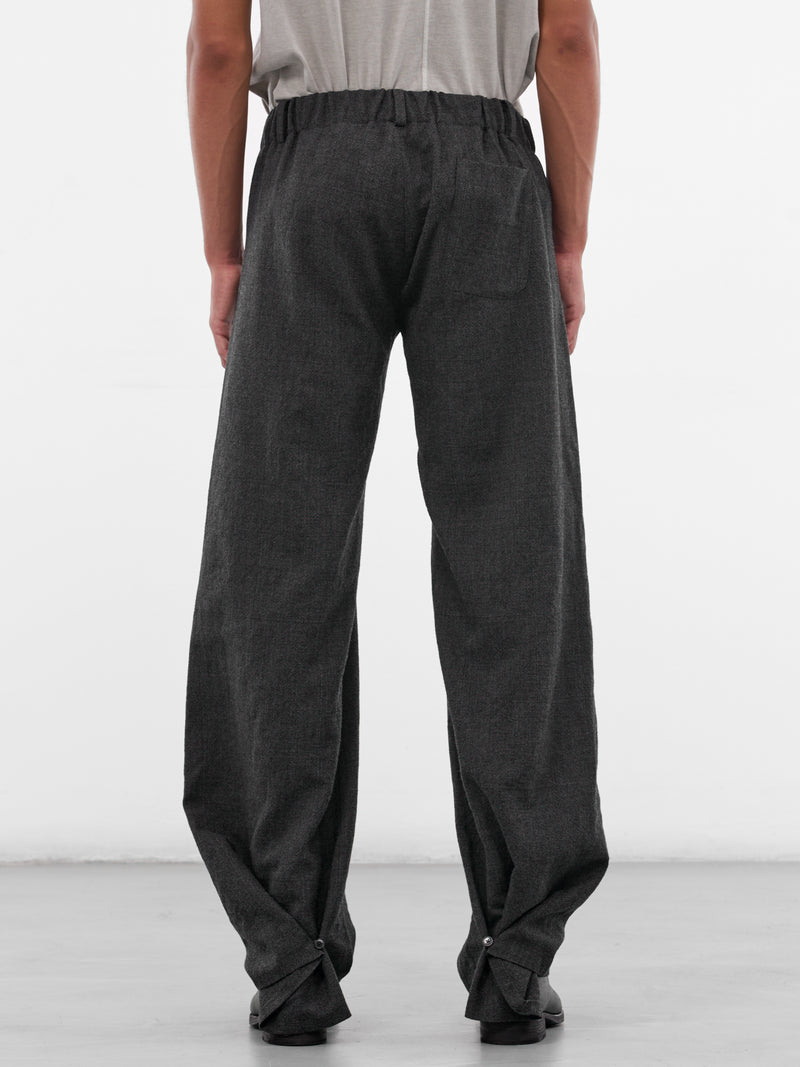 Wool 3-Pocket Buttoned Leg Trousers (3-POCKET-ELASTIC-WAIST-COAL)