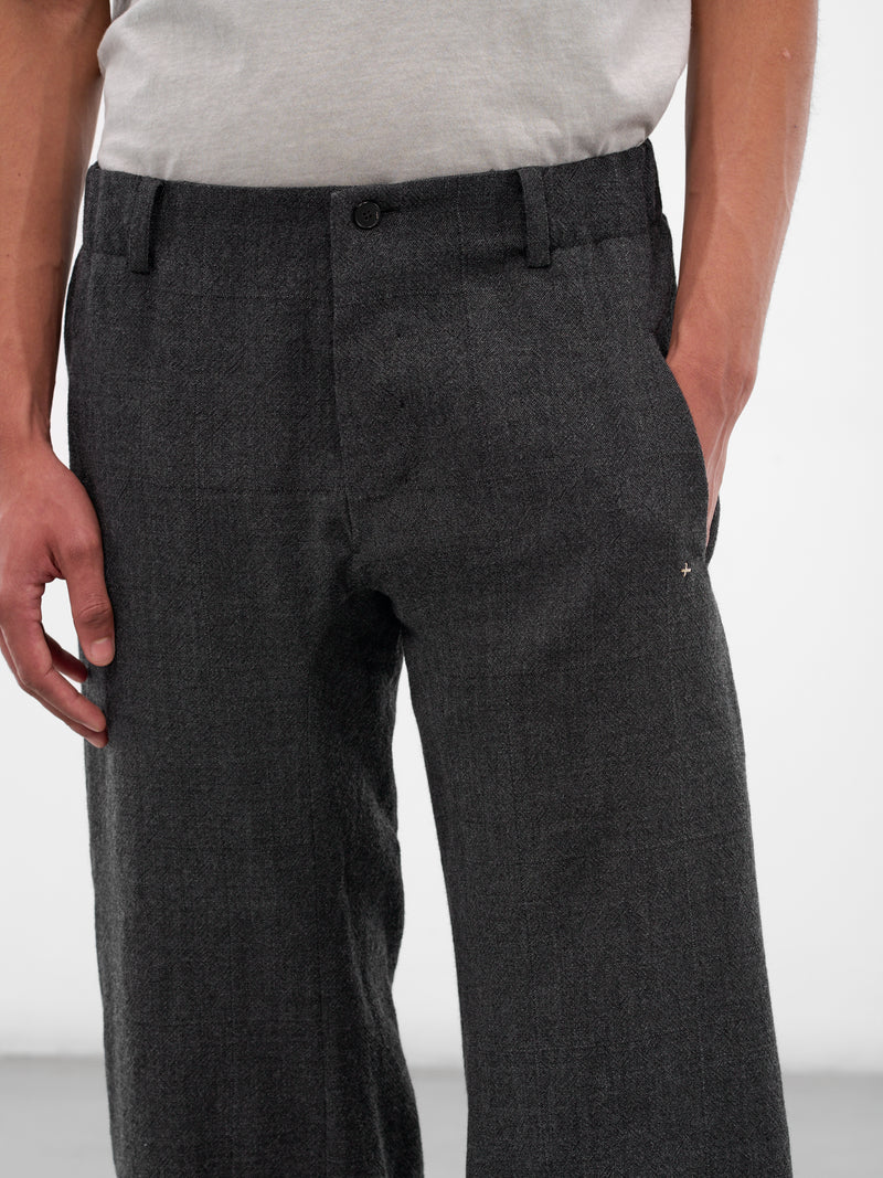 Wool 3-Pocket Buttoned Leg Trousers (3-POCKET-ELASTIC-WAIST-COAL)