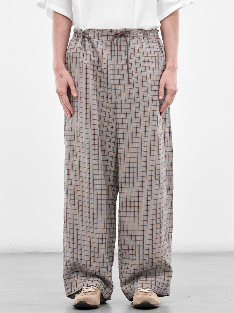 Gray Plaid Drawstring Baggy Pants (30050A-HC270-MEDIUM-BROWN)