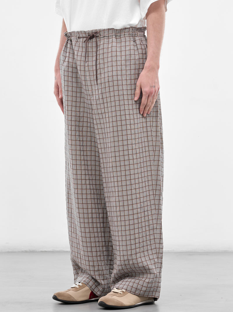 Gray Plaid Drawstring Baggy Pants (30050A-HC270-MEDIUM-BROWN)
