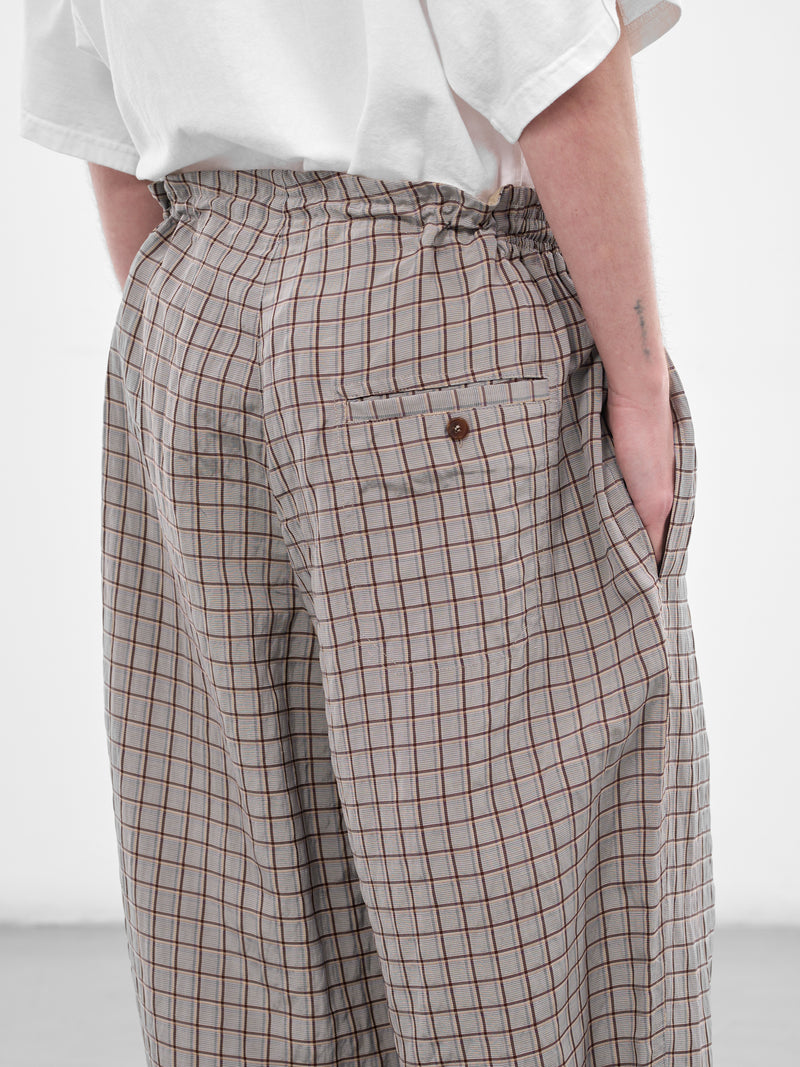 Gray Plaid Drawstring Baggy Pants (30050A-HC270-MEDIUM-BROWN)