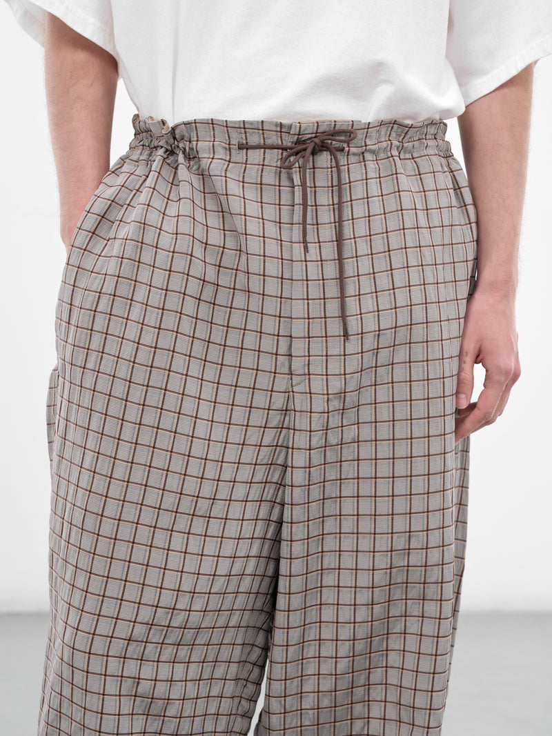 Gray Plaid Drawstring Baggy Pants (30050A-HC270-MEDIUM-BROWN)