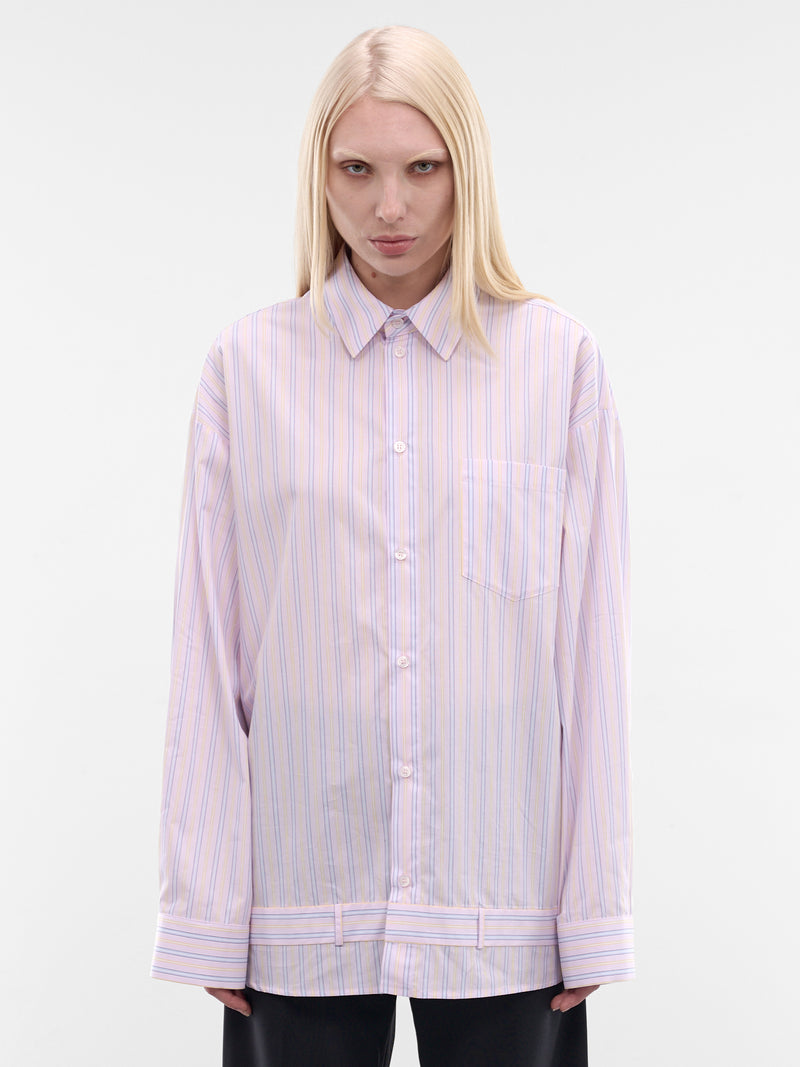 Blue Striped Poplin Belt Shirt (3046-4500-BLUE-STRIPED)