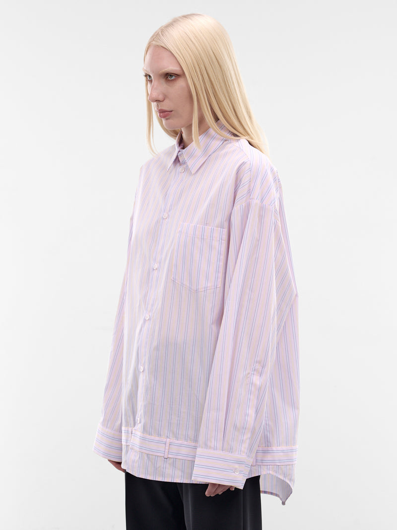 Blue Striped Poplin Belt Shirt (3046-4500-BLUE-STRIPED)