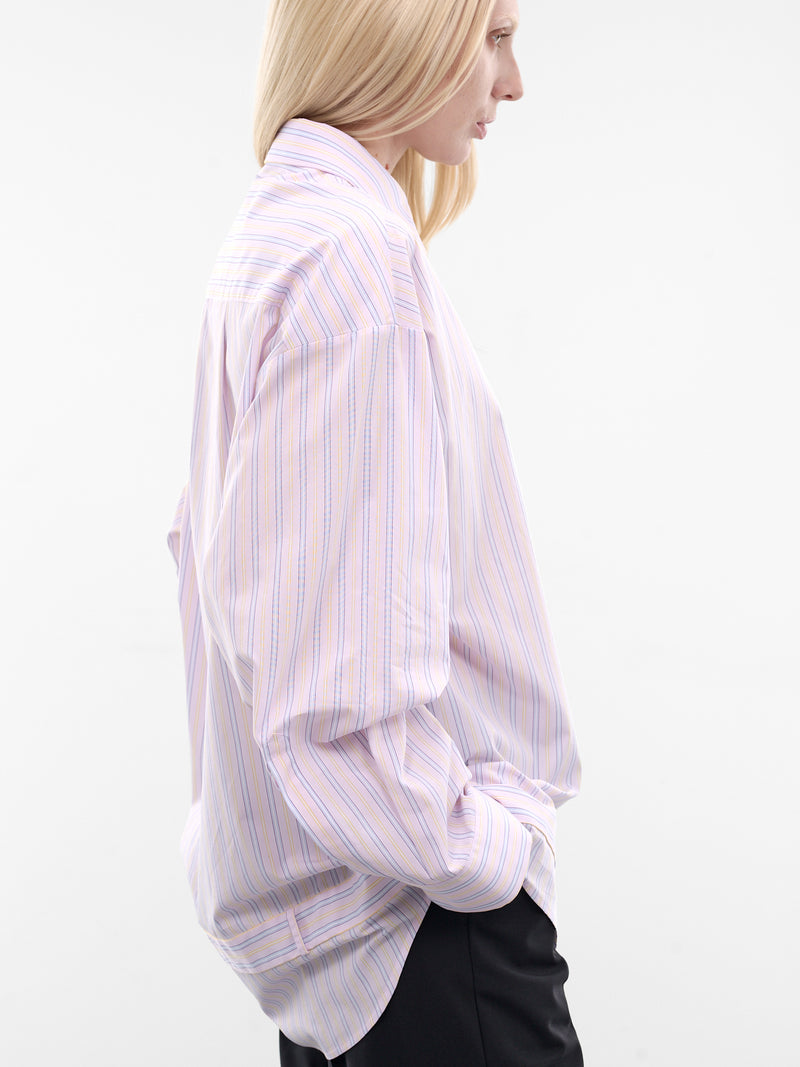 Blue Striped Poplin Belt Shirt (3046-4500-BLUE-STRIPED)