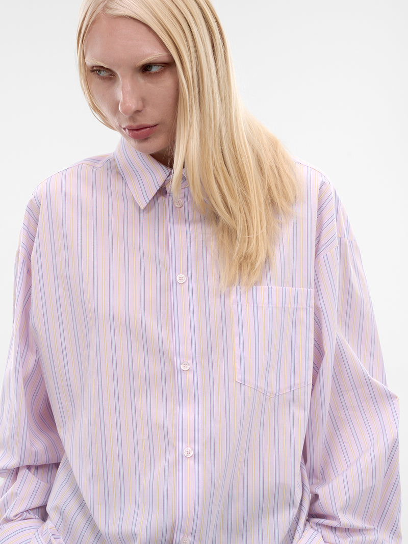 Blue Striped Poplin Belt Shirt (3046-4500-BLUE-STRIPED)