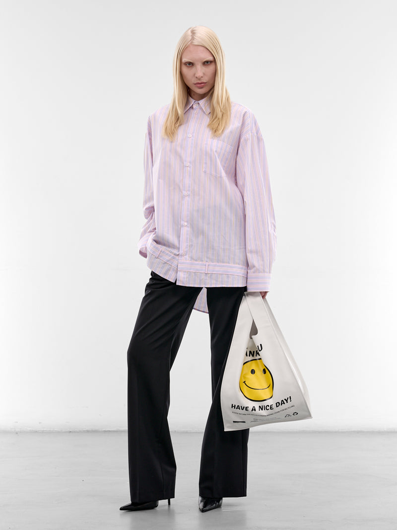 Blue Striped Poplin Belt Shirt (3046-4500-BLUE-STRIPED)