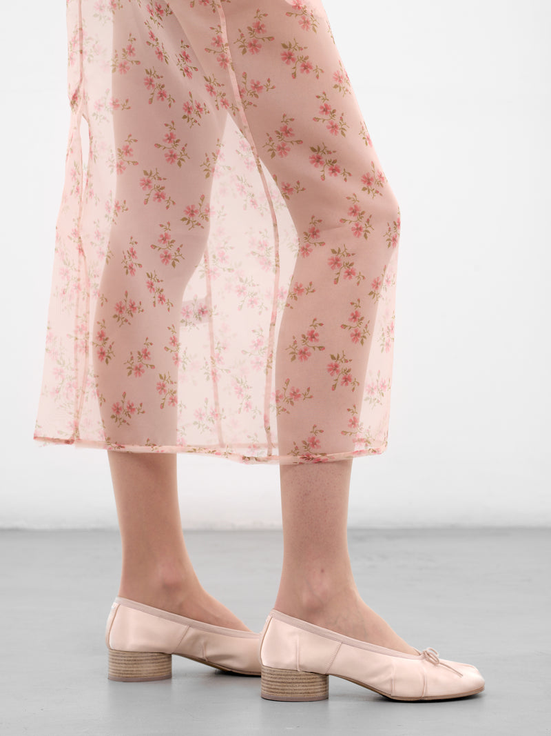 Nude Floral Organza Midi Skirt (3191-1297-NUDE-FLORAL-PINK)