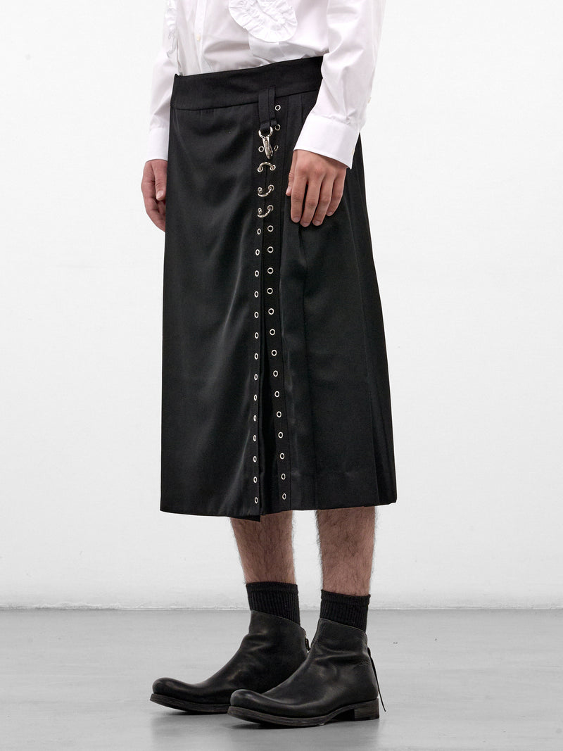 Black Tailored Grommet Ring Kilt (3206E-1217-BLACK)