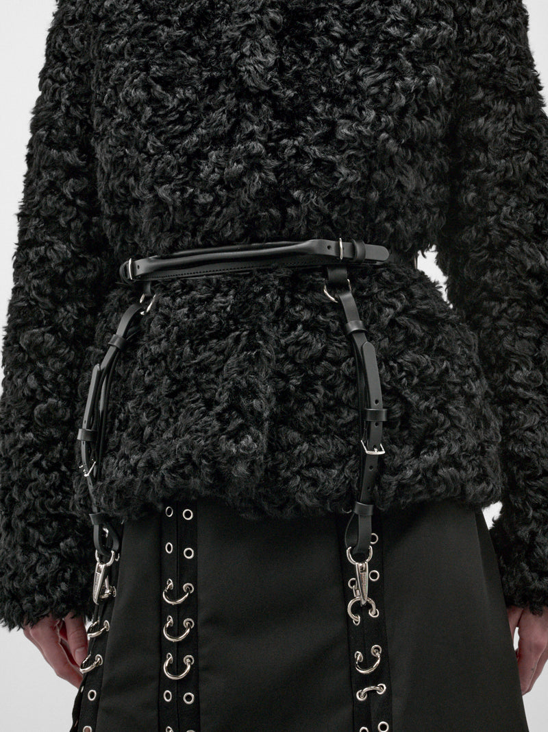 Black Leather Double Loop Belt (BBELT4T-0839-BLACK)