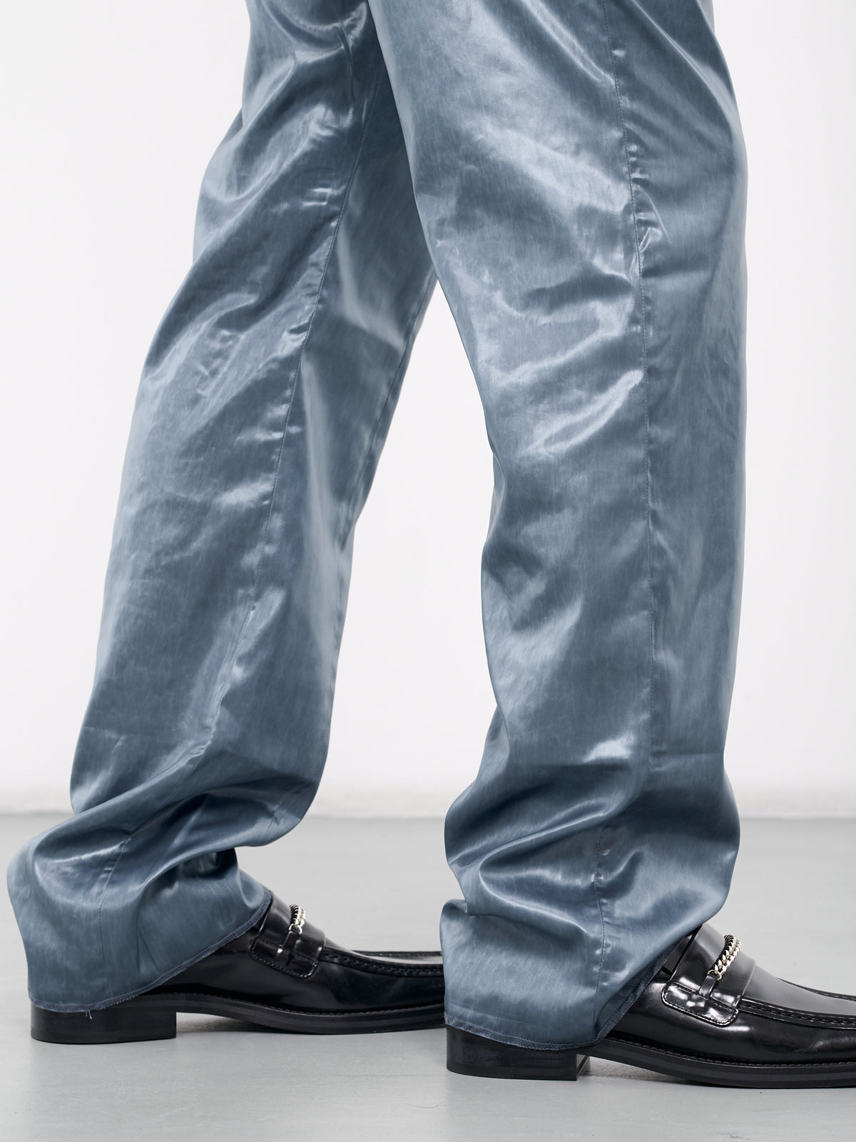 Narrow Front Trousers (326-WET-LOOK-PETROL)