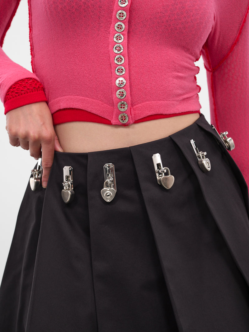 Black Ladyheath Pleated Lock Skirt (3273-LADYHEATH-BLACK