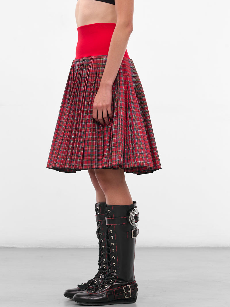 Red Fret Tartan Midi Skirt (3275-FRET-RED)