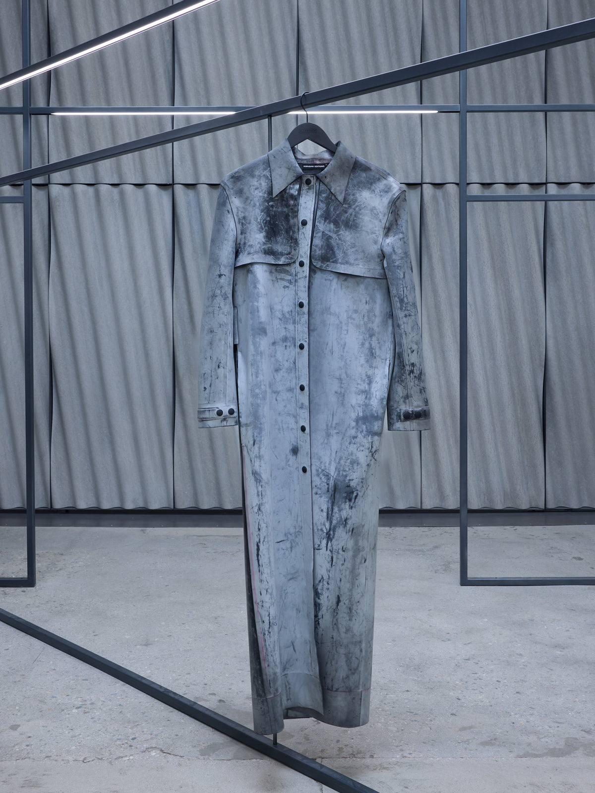 Black Latex Maxi Trench (WC056LX-LA-BLACK)