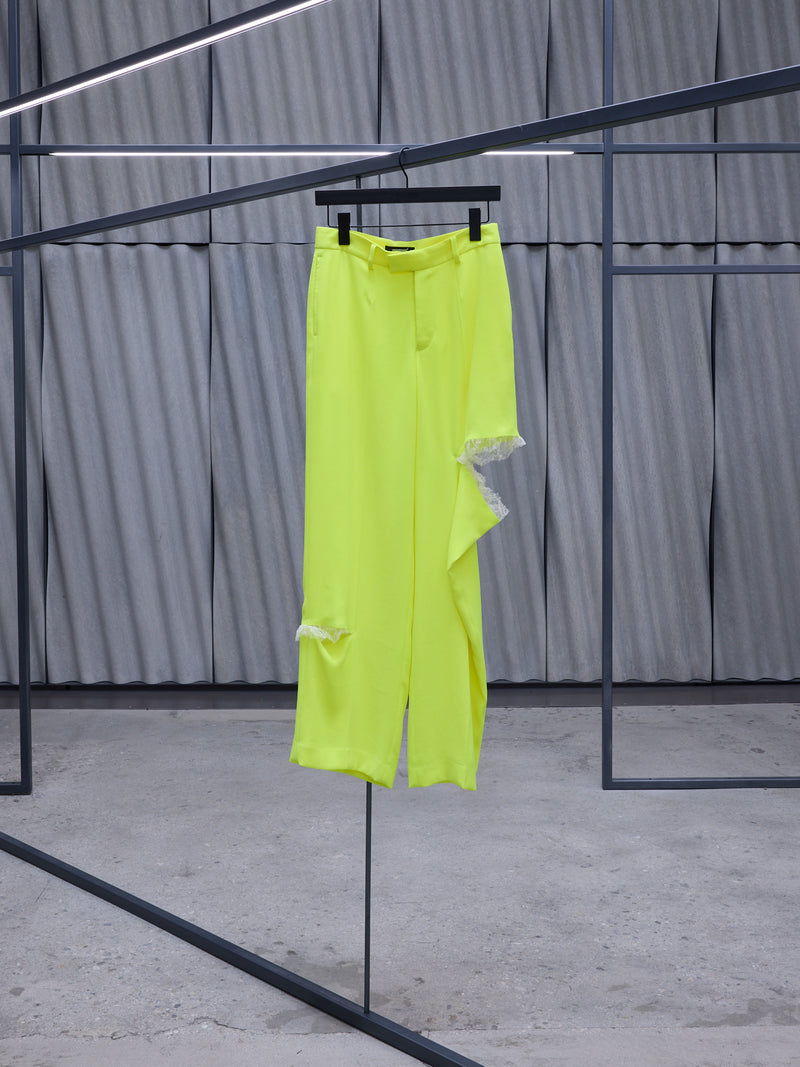 Yellow Deconstructed Slashed Tulle Trousers (UC1C1511-YELLOW)