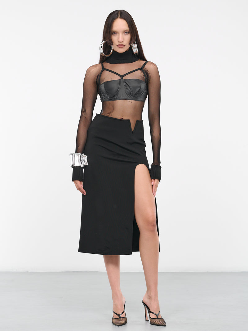 Cut-Out Knit Skirt (35021A-VXE025-001-BLACK)
