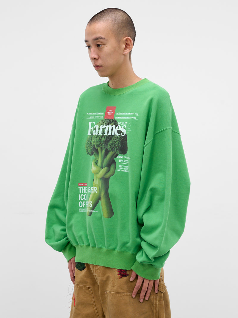 Green Oversized Magazine Graphic Sweatshirt (35CS431-GREEN)
