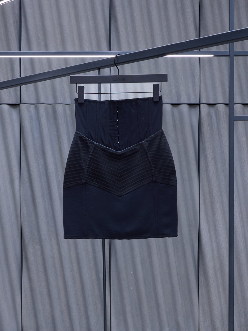 Black Corset Belt Mini Skirt (F4CM5T-GDBPB-S9000-BLACK)