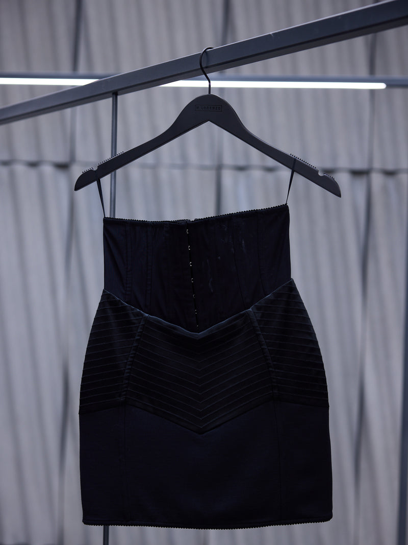 Black Corset Belt Mini Skirt (F4CM5T-GDBPB-S9000-BLACK)