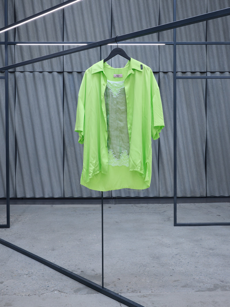 Lime Button-Up Camisole Shirt (426-LIMIRR-LIME-IRRIDESCENT)