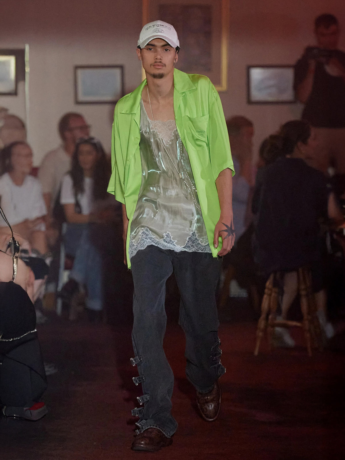 Lime Button-Up Camisole Shirt (426-LIMIRR-LIME-IRRIDESCENT)