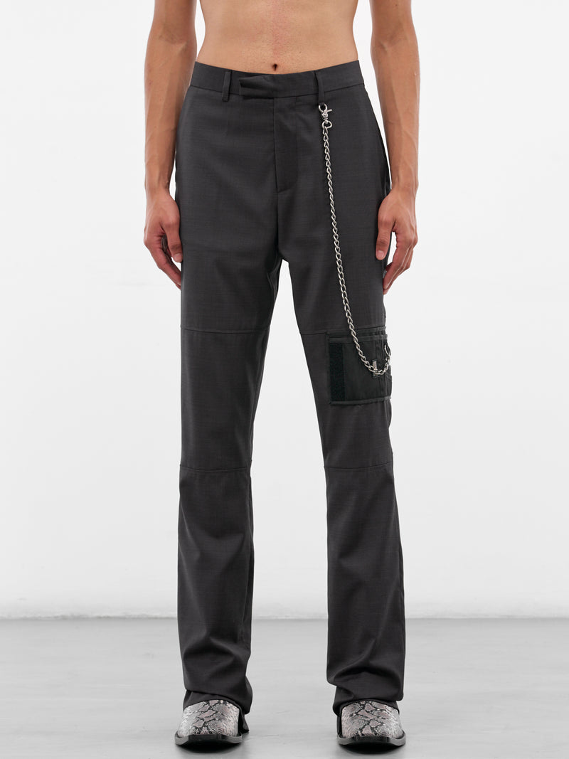 Black Stitched Wallet & Chain Pants (375WT16036-BLACK-PURPLE)