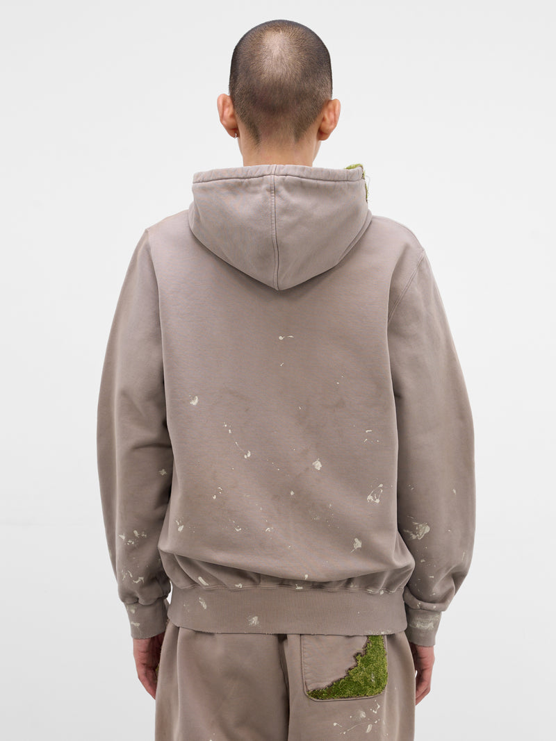 Gray Grass Embroidery Zip Hoodie (37CS423-GREY)