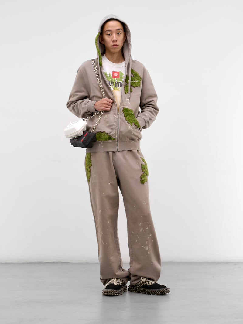 Gray Grass Embroidery Zip Hoodie (37CS423-GREY)