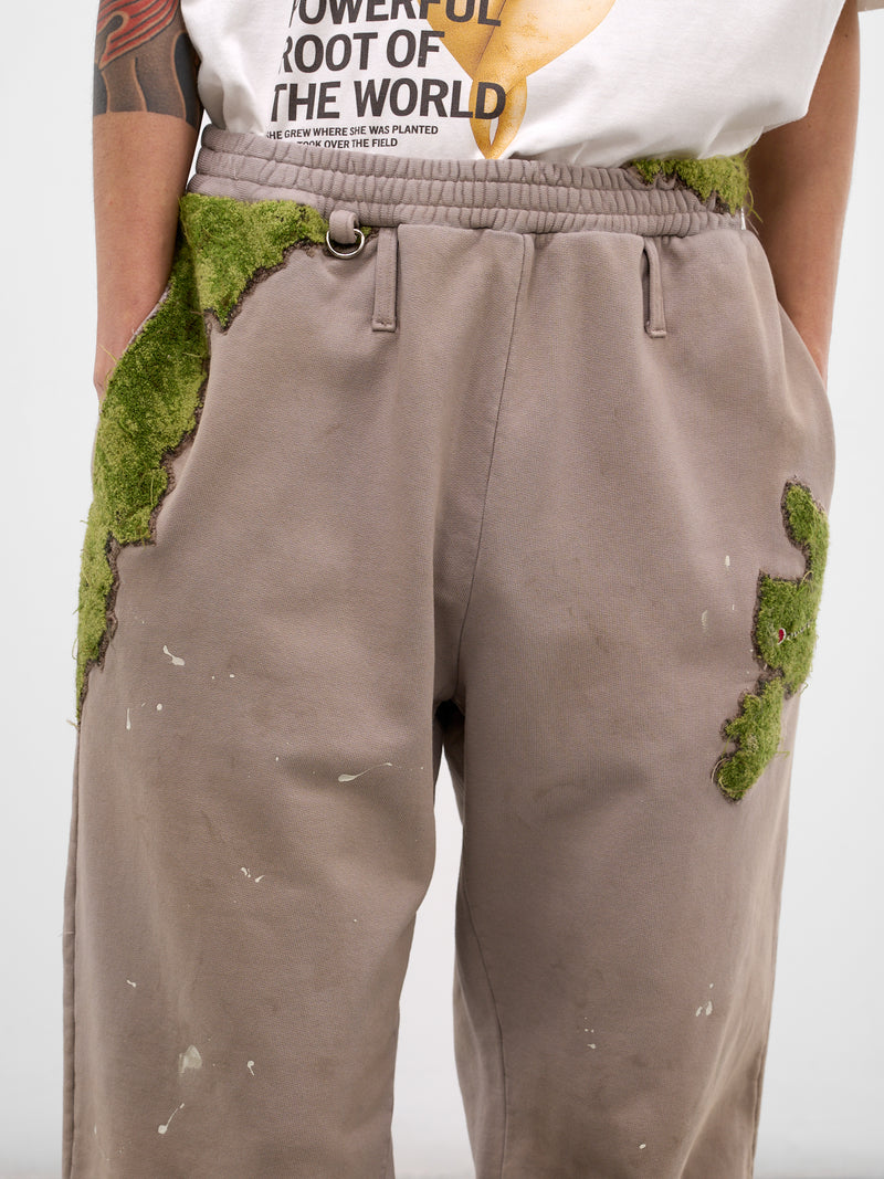 Gray Embroidery & Paint Cotton Sweatpants (37PT356-GREY