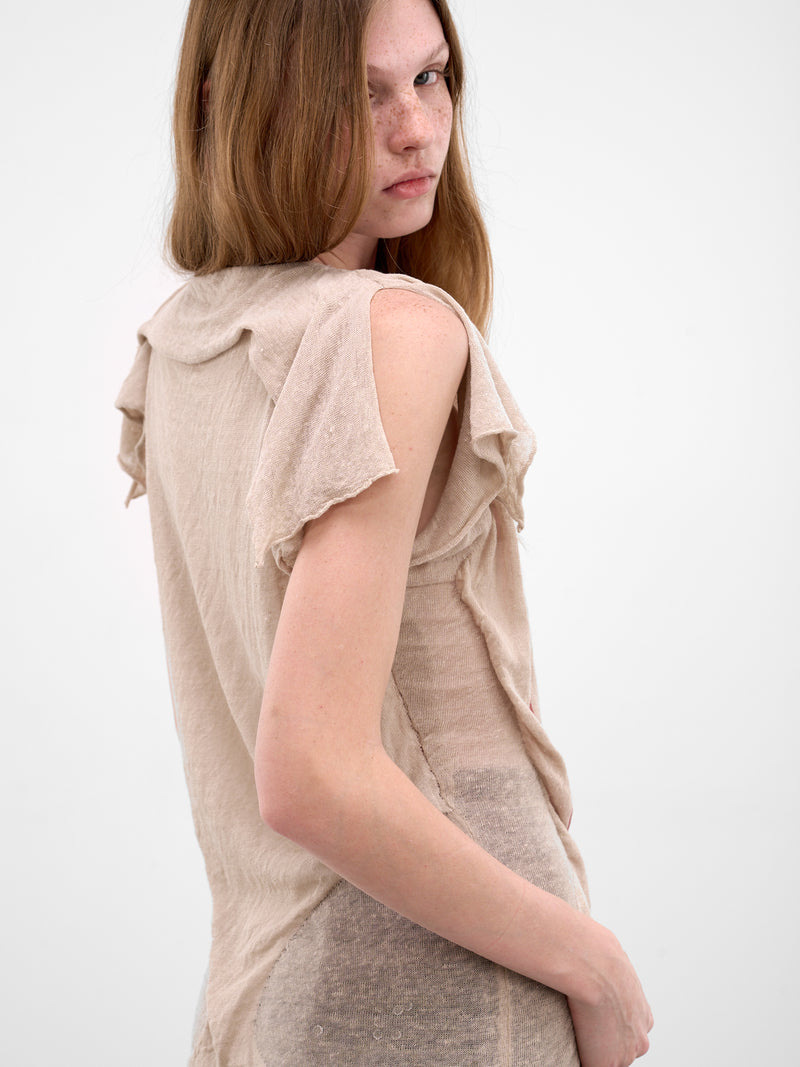 Beige Crinkled Draping Satyr Vest (3803006B-C0090-C403-SAND)