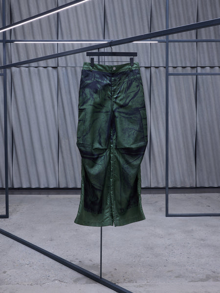 Green Trompe L'oeil Cargo Pants (24-30-F-PA134-C539-KHAKI-BLACK)