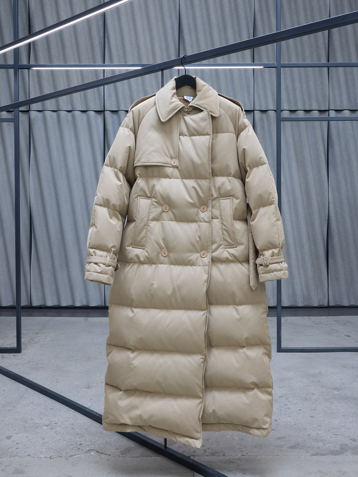 Puffer Trench Coat (UA65CO209S-BEIGE)