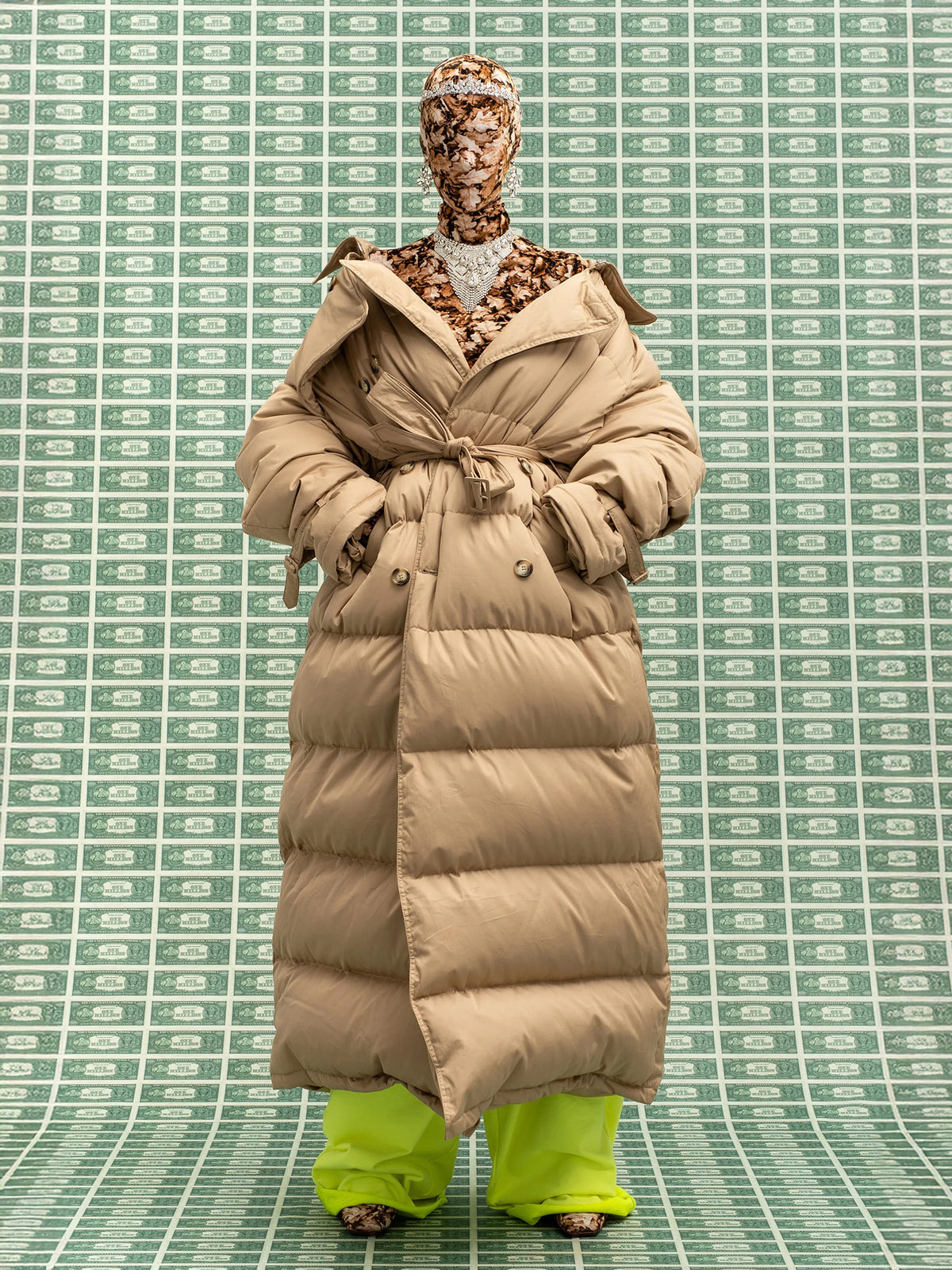 Puffer Trench Coat (UA65CO209S-BEIGE)