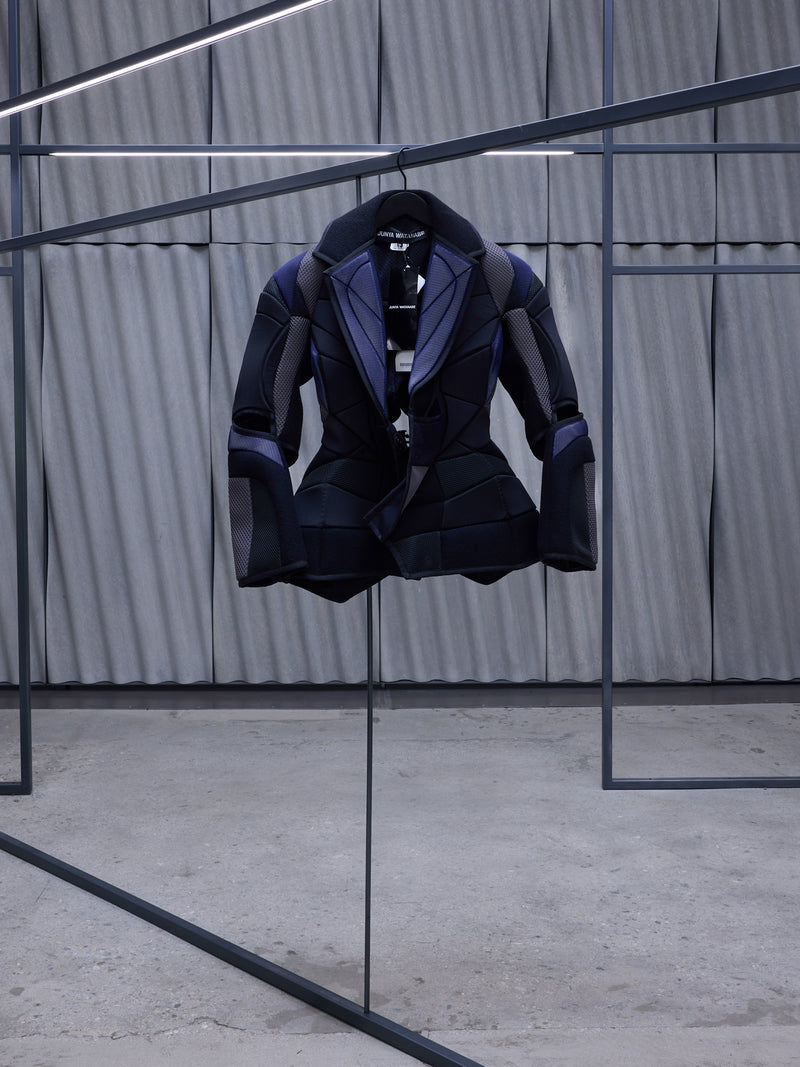 Black Technical Patchwork Padded Blazer (JN-J011-051-BLACK-GREY)