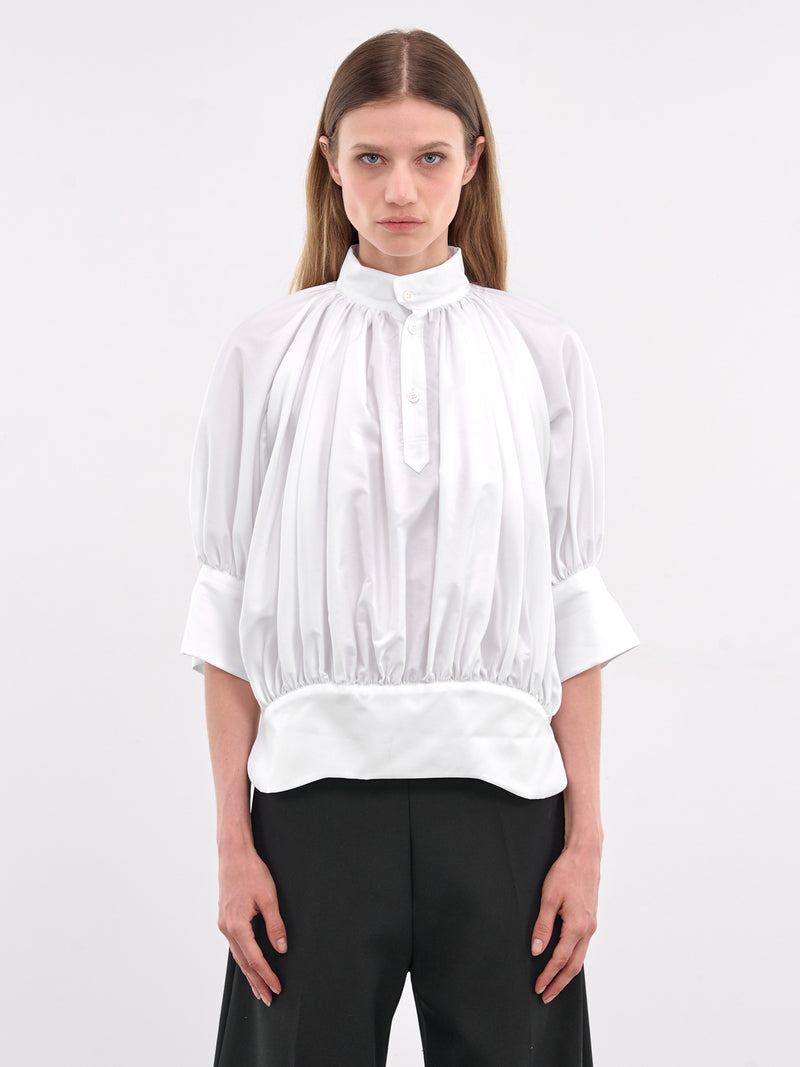 Shirred Cotton Blouse (3O-B019-S25-WHITE)