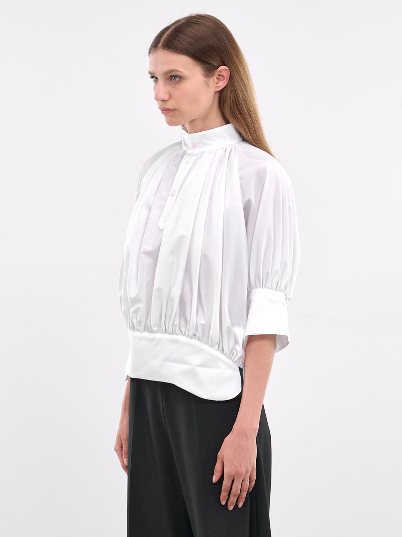 Shirred Cotton Blouse (3O-B019-S25-WHITE)