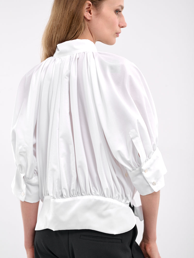 Shirred Cotton Blouse (3O-B019-S25-WHITE)